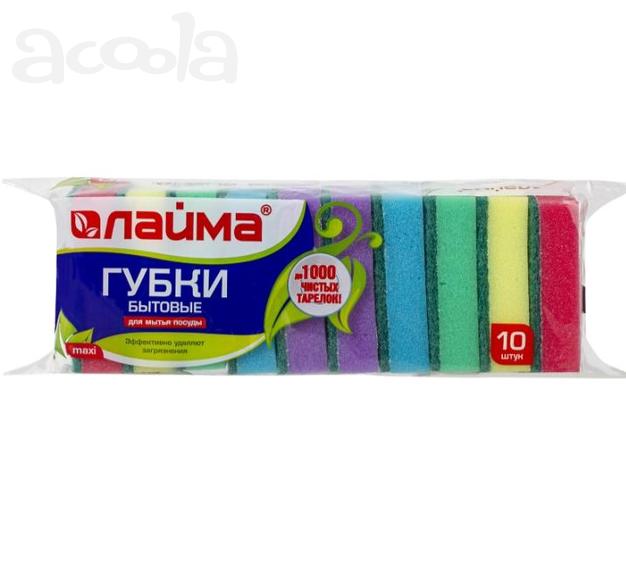 Губки бытовые maxi от laima с абразивным слоем